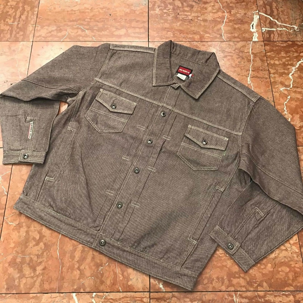 Men's Avirex Brown | Khaki Casual Denim Jacket